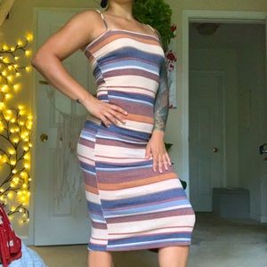 Brand New Bucket List MIDI stripped dress